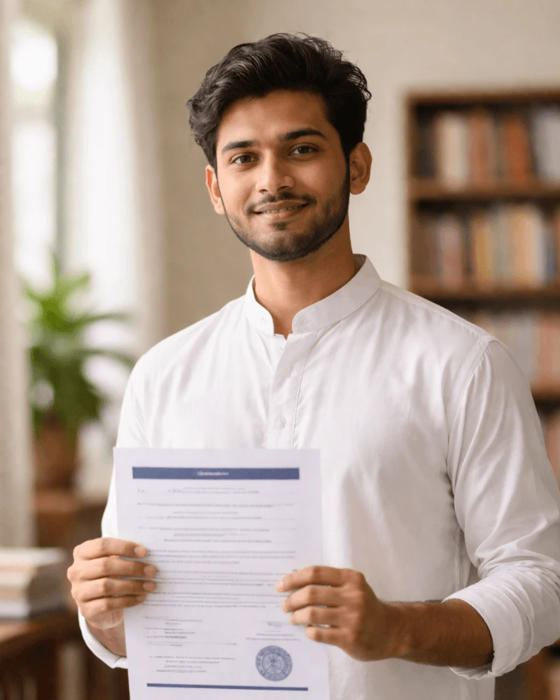 Bangladeshi graduate holding certified educational certificate translation documents for university application abroad