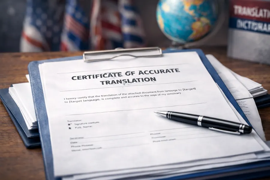 Certificate of approved translation