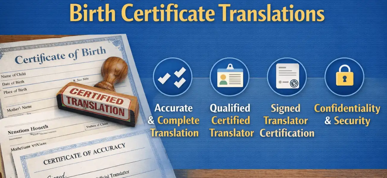 Key requirements for certified birth certificate translations