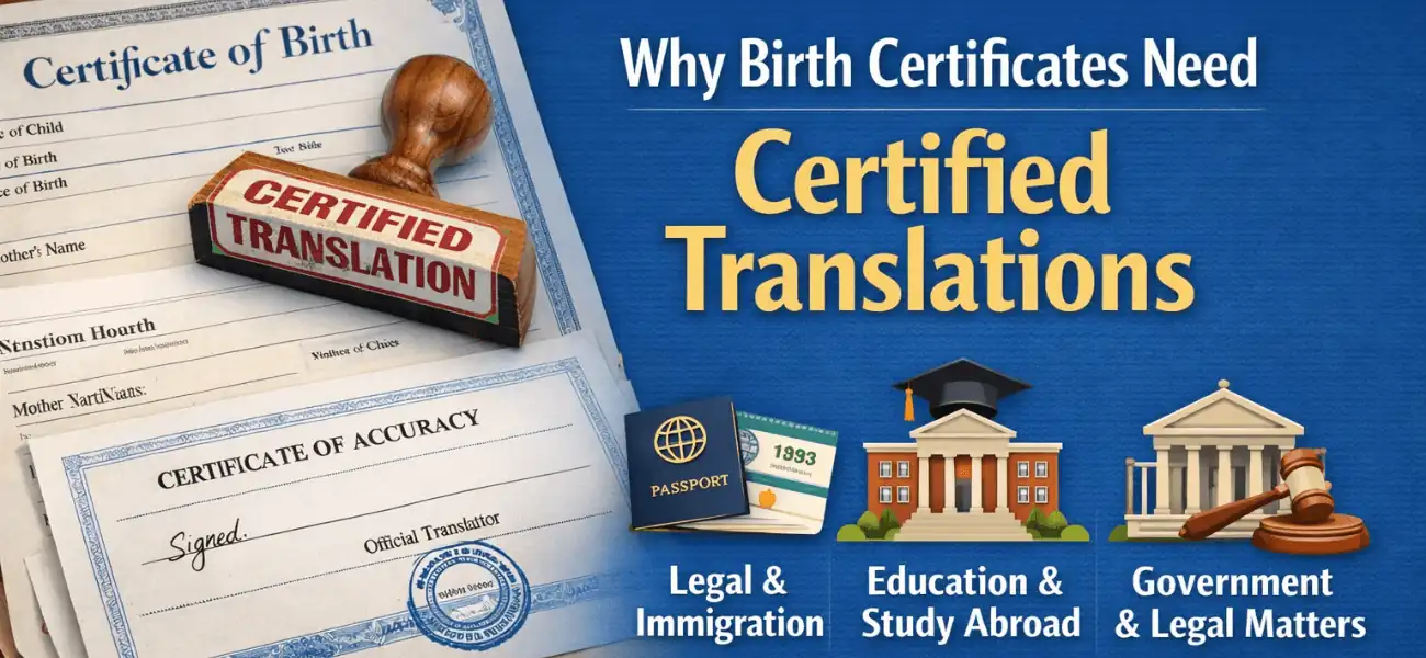 Certified translation of a birth certificate