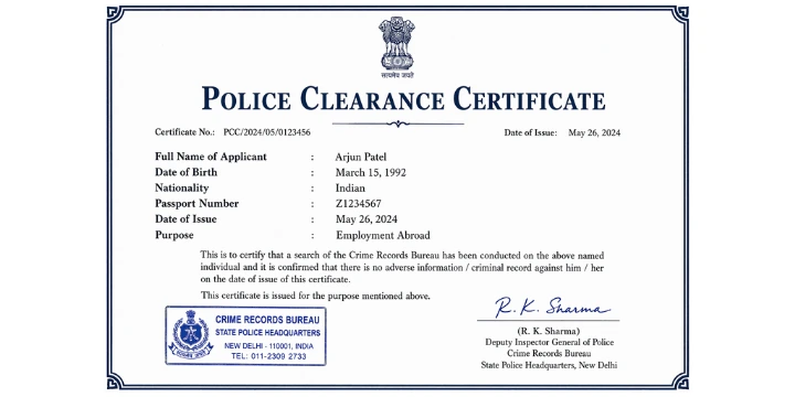 Foreign police clearance certificate requiring certified English translation for IRCC permanent residence application
