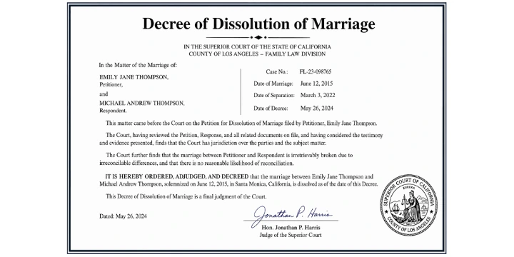Foreign divorce decree or dissolution certificate requiring certified English translation for a UKVI visa application