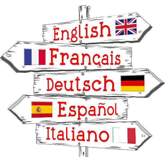 a sign board with different languages