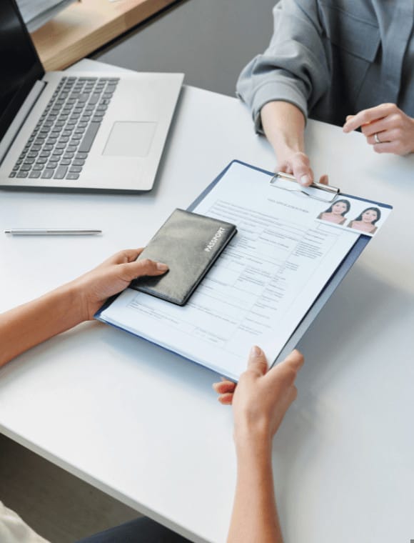 a man providing visa documents