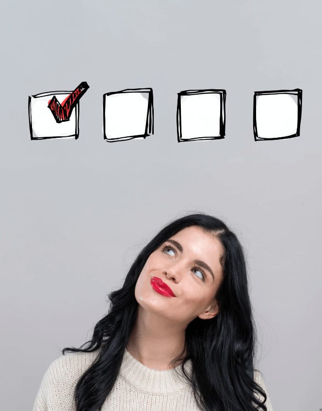 woman looking at the checklist
