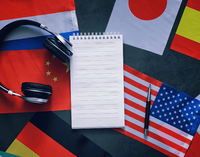 document with multilingual flags