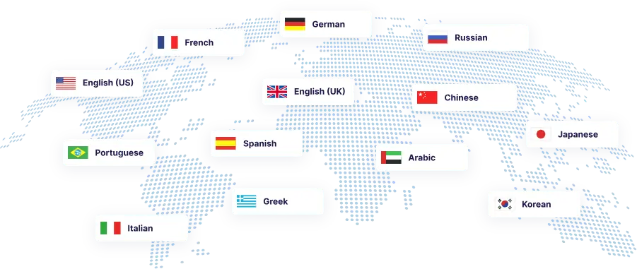 world map showing different languages