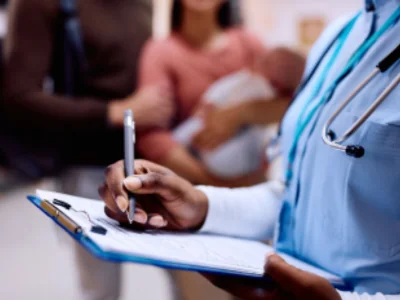 woman signing medical documents