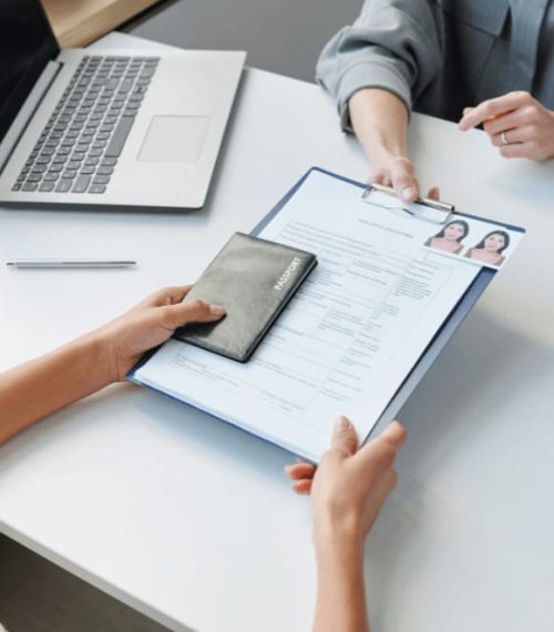a man providing visa documents